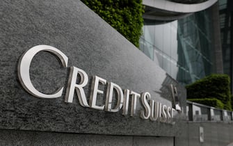 epa10536141 The logo of Credit Suisse is displayed outside International Commerce Centre in Hong Kong, China, 22 March 2023. The Hong Kong Monetary Authority said Credit Suisse s assets in Hong Kong made up 0.5 percent of the banking system s total assets. Credit Suisse was purchased by rival UBS for over 3 billion US dollar after the collapse of the Switzerland-based investment bank.  EPA/JEROME FAVRE