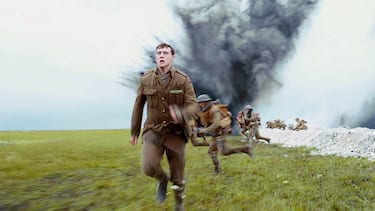UK. George MacKay in the Â©Universal Pictures new movie: 1917 (2019). Plot: Two young British soldiers during the First World War, are given an impossible mission: deliver a message, deep in enemy territory, that will stop their own men, and Blake's own brother, from walking straight into a deadly trap. Ref:  LMK106-J5906-091219Supplied by LMKMEDIA. Editorial Only.Landmark Media is not the copyright owner of these Film or TV stills but provides a service only for recognised Media outlets. pictures@lmkmedia.com