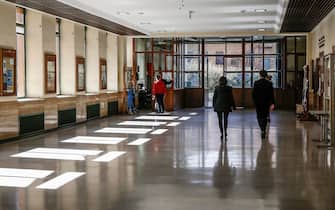 The empty classrooms and corridors of La Sapienza University due to the coronavirus emergency, in Rome, Italy, 05 March 2020. The government has decided to close all of Italy's schools and universities until the middle of March because of the coronavirus. ANSA/FABIO FRUSTACI