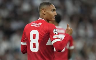 Enzo Millot of VfB Stuttgart during the UEFA Champions League match between Real Madrid and VfB Stuttgart played at Santiago Bernabeu Stadium on September 17, 2024 in Madrid, Spain. (Photo by Juan Perez / PRESSINPHOTO)