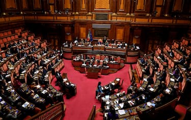 L'aula del Senato durante il voto sul Documento di Economia e Finanza 2023, Roma, 27 aprile 2023. ANSA/RICCARDO ANTIMIANI