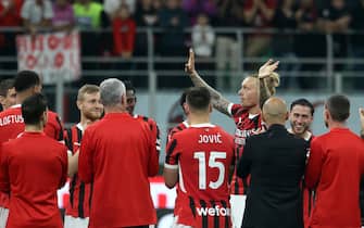AC Milan’s Simon Kjaer  reacts at the end of the Italian serie A soccer match between AC Milan and Salernitana at Giuseppe Meazza stadium in Milan,  25 May  2024.
ANSA / MATTEO BAZZI