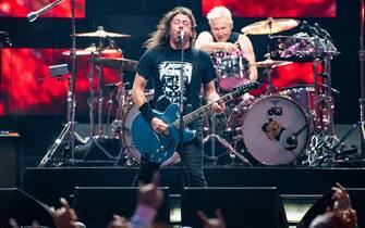 Foo Fighters  - Joash Freese and Dave Grohl perform during Day 2 of Outside Lands Music Festival on Saturday August 12th, 2023 in San Francisco, California.  Photo: Annie Lesser/imageSPACE/Sipa USA