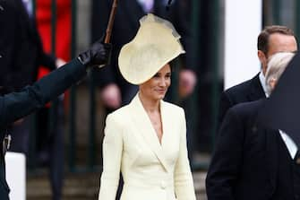 LONDON, ENGLAND - MAY 06: Pippa Middleton departs the Coronation of King Charles III and Queen Camilla on May 06, 2023 in London, England. The Coronation of Charles III and his wife, Camilla, as King and Queen of the United Kingdom of Great Britain and Northern Ireland, and the other Commonwealth realms takes place at Westminster Abbey today. Charles acceded to the throne on 8 September 2022, upon the death of his mother, Elizabeth II. (Photo by Jeff J Mitchell/Getty Images)