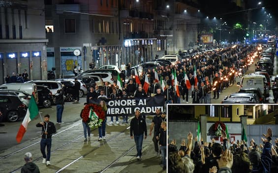 Milano, saluto romano al corteo per Sergio Ramelli, "Bella ciao" echeggia in lontananza