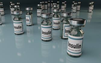 Collection of insulin vials that may be used by a diabetic