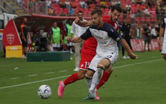 AC Monza's mildfielder Pedro Pereira in action against US Lecce's mildfielder Ylber Ramadani during the Italian Serie A soccer match between AC Monza and US Lecce at U-Power Stadium in Monza, Italy, 17 September 2023. ANSA / ROBERTO BREGANI
