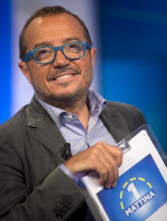 Il conduttore Rai, Franco Di Mare, durante la trasmissione Unomattina presso gli studi di Saxa Rubra. Roma, 18 settembre 2014. ANSA/CLAUDIO PERI