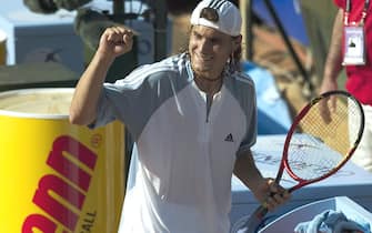carlo baroncini
rome tennis masters series 2003
david ferrer esulta dopo aver battuto andre agassi  