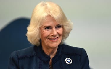 epa10552537 Britain's Camilla, the Queen Consort visits a school in Hamburg, Germany, 31 March 2023. Britain's Royal Couple is on a three-day tour in Germany for Charles' first state visit as king.  EPA/FILIP SINGER