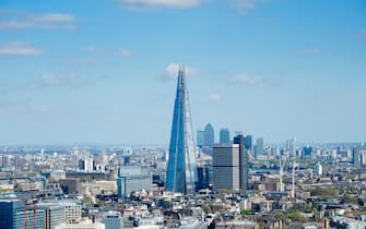 View of The Shard new skyscraper and skyline of London United Kingdom