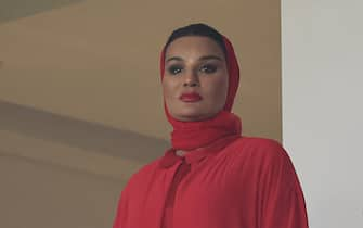 Sheikha Moza bint Nasser Al-Missned attends the Qatar 2022 World Cup quarter-final football match between Morocco and Portugal at the Al-Thumama Stadium in Doha on December 10, 2022. (Photo by Karim JAAFAR / AFP) (Photo by KARIM JAAFAR/AFP via Getty Images)