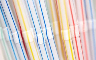 epa06769567 A close-up of plastic straws in Berlin, Germany, 28 May 2018. The EU Commission presented its Plastics Strategy on 28 May 2018 to ban single-use products, like plastic utensils, straws, coffee stirrers and cotton swabs, in the fight against plastic waste which is a main source of environmental pollution because they are used only once, hard to collect for recycling and can kill animals, fish and sea turtles when they swallow plastic straw.  EPA/HAYOUNG JEON