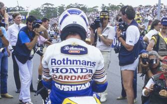 ADELAIDE STREET CIRCUIT, AUSTRALIA - NOVEMBER 15: Wayne Gardner, the 1987 500cc Motorcycle World Champion, is photographed on his Rothmans Honda-HRC NSR500 during the Australian GP at Adelaide Street Circuit on November 15, 1987 in Adelaide Street Circuit, Australia. (Photo by LAT Images)