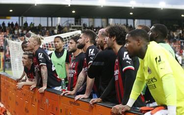 LA SPEZIA, ITALY - MAY 13: AC Milan players during the Serie A match between Spezia Calcio and AC MIlan at Stadio Alberto Picco on May 13, 2023 in La Spezia, Italy. (Photo by Gabriele Maltinti/Getty Images)