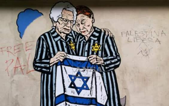 Segre e Bruck, distrutto dopo 2 ore il murale a Milano con la bandiera di Israele Segre e Bruck, distrutto dopo 2 ore il murale a Milano con la bandiera di Israele