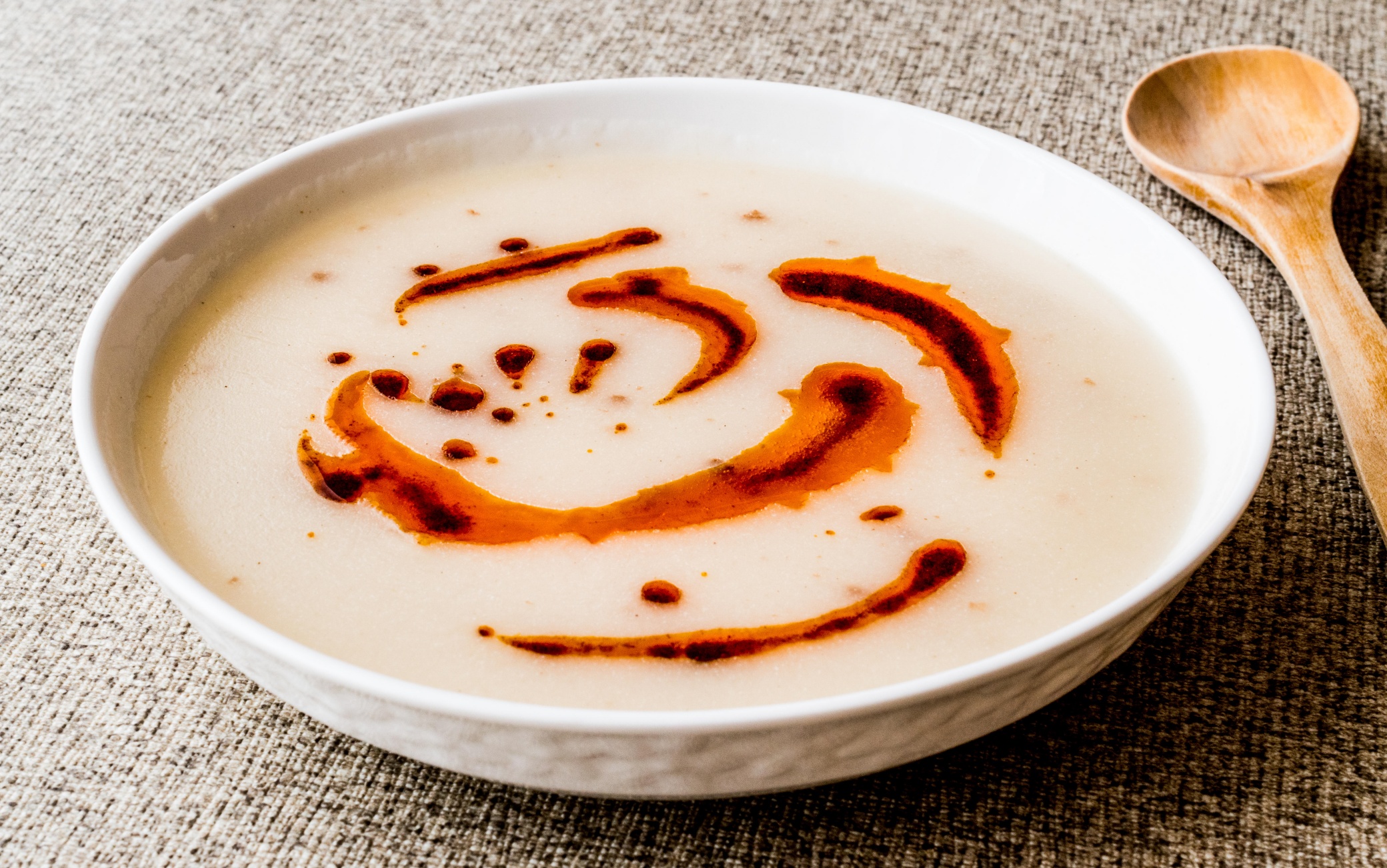 Turkish Soup Dugun Corbasi with fried butter sauce. traditional turkish soup