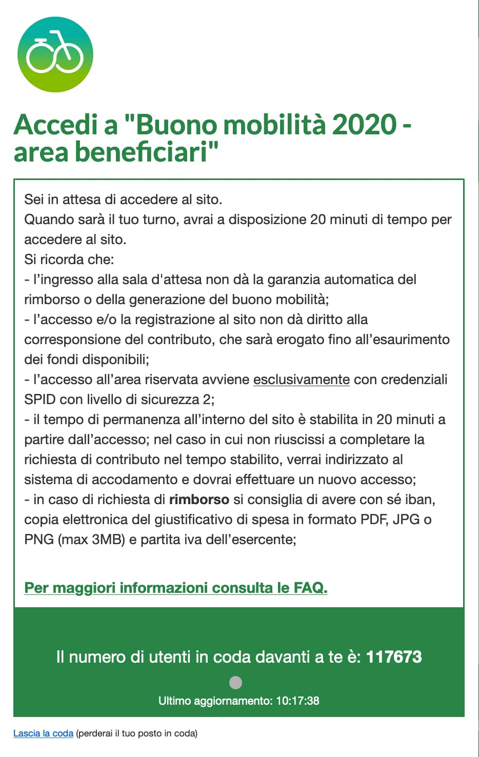 Screenshot dal sito del Ministero dell'Ambiente