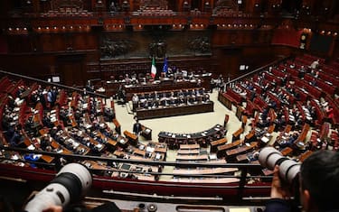 Obiettivi puntati sui banchi del Governo durante il 'question time' in aula della Camera, Roma, 15 marzo 2023.