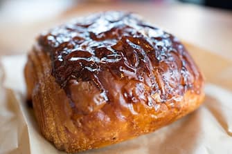 Close-up of baked goods on display at Tartine Bakery in the Mission District neighborhood of San Francisco, California; Tartine is among the most popular bakeries in San Francisco, September 30, 2018. (Photo by Smith Collection/Gado/Getty Images)