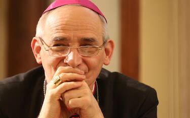 Monsignor Matteo Zuppi durante l'inaugurazione dell'anno accademico 2017-2018 della Facoltà teologica dell'Emilia-Romagna presso il Seminario arcivescovile di Bologna, 22 novembre 2017. 
ANSA/GIORGIO BENVENUTI