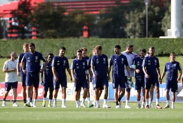 Italy's players during a training session on the eve of the EURO 2024 qualifying soccer match against Ukraine, in Carnago, Italy, 11 September 2023.
ANSA/MATTEO BAZZI