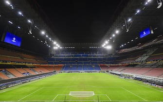 STADIO GIUSEPPE MEAZZA, MILAN, ITALY - 2020/12/09: General view shows stadio Giuseppe Meazza, also known as San Siro, at the end of the UEFA Champions League Group B football match between FC Internazionale and FC Shakhtar Donetsk. The match ended 0-0 tie. (Photo by Nicolò Campo/LightRocket via Getty Images)