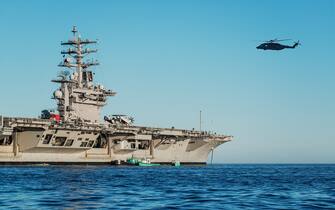 The USS Dwight D. Eisenhower, a Nimitz class nuclear powered air craft carrier visiting Halifax Harbour.