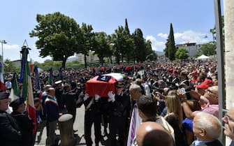 I funerali di Mario Cerciello Rega, il carabiniere ucciso a Roma, nella chiesa di Santa Croce a Somma Vesuviana (Napoli), 29 luglio 2019. ANSA/UFFICIO STAMPA CARABINIERI  

