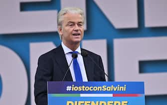 Geert Wilders during traditional Lega party rally in Pontida (Bergamo), 6 October 2024. 
ANSA/MICHELE MARAVIGLIA
