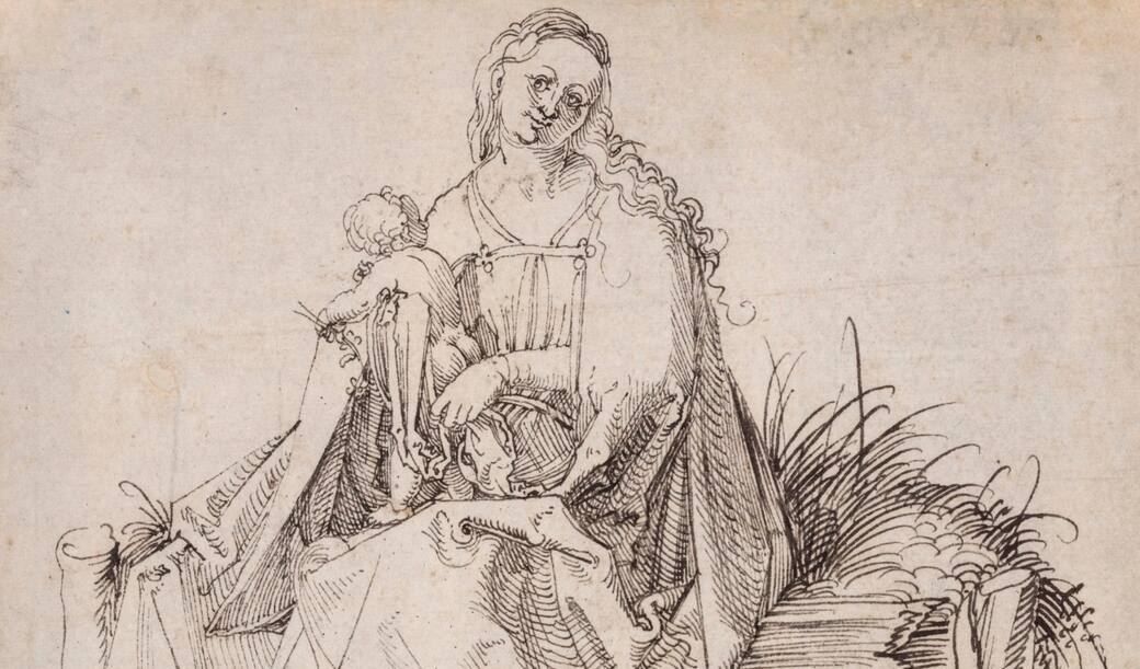 Albrecht_Dürer_(Nuremberg_1471-1528)_Virgin_and_Child_with_a_flower_on_a_grassy_bench_c._1503.jpg