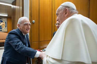 Pope Francis recevise US director Martin Scorsese, Vatican City, 31 january 2024. ANSA/VATICAN MEDIA +++ NPK +++ NO SALES, EDITORIAL USE ONLY +++