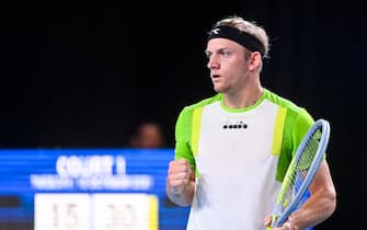 Spanish Alejandro Davidovich Fokina pictured during a match between Spanish Davidovich Fokina and Australian Thompson, in the first round of the European Open Tennis ATP tournament, in Antwerp, Tuesday 19 October 2021. BELGA PHOTO LAURIE DIEFFEMBACQ (Photo by LAURIE DIEFFEMBACQ/Belga/Sipa USA)