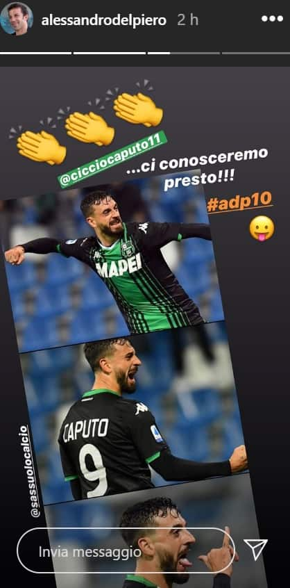 Alex Del Piero risponde a Ciccio Caputo (Instagram)