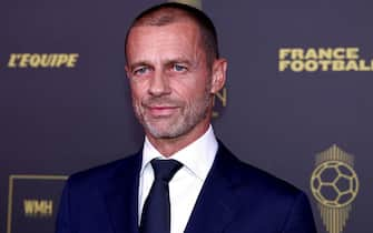 epa10949375 UEFA president Aleksander Ceferin arrives for the Ballon d'Or 2023 ceremony at the Theatre du Chatelet in Paris, France, 30 October 2023.  EPA/MOHAMMED BADRA