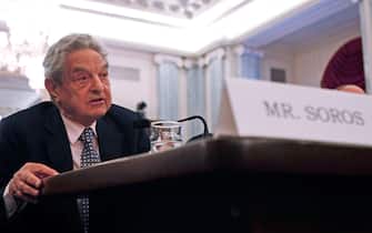 WASHINGTON - JUNE 03:  (L-R) George Soros, Chairman of the Soros Fund Management, participates in a Senate Commerce, Science and Transportation Committee hearing on Capitol Hill, June 3, 2008 in Washington DC.  The committee is hearing testimony on energy market manipulation and federal enforcement regimes.  (Photo by Mark Wilson/Getty Images)