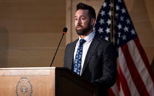 OREM, UTAH - SEPTEMBER 11: FBI Special Agent in Charge Robert Bohls speaks during a press conference on September 11, 2025 in Orem, Utah to give an update on the search for the man who killed political activist Charlie Kirk. Authorities are still searching for the person who shot and killed Kirk at an event at the campus on Wednesday. (Photo by Michael Ciaglo/Getty Images)