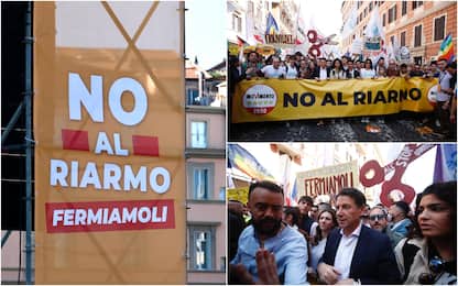 giuseppe conte manifestazione m5s roma contro riarmo ue