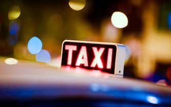 Taxi Sign in the evening