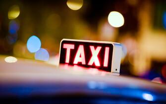 Taxi Sign in the evening