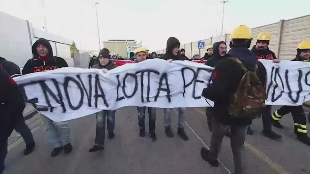 genova ex ilva in corteo insieme ad ansaldo e fincantieri