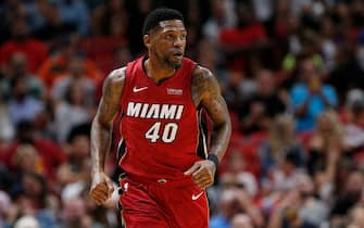 MIAMI, FLORIDA - NOVEMBER 20:  Udonis Haslem #40 of the Miami Heat in action against the Cleveland Cavaliers during the second half at American Airlines Arena on November 20, 2019 in Miami, Florida. NOTE TO USER: User expressly acknowledges and agrees that, by downloading and/or using this photograph, user is consenting to the terms and conditions of the Getty Images License Agreement.  (Photo by Michael Reaves/Getty Images)