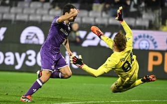 Fiorentina's midfielder Giacomo Bonaventura scores during the Serie A soccer match ACF Fiorentina vs SS Lazio at Artemio Franchi Stadium in Florence, Italy, 26 February 2024
ANSA/CLAUDIO GIOVANNINI