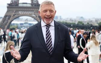 epa11497377 Boris Becker poses for a photo on the red carpet upon arrival for the Opening Ceremony of the Paris 2024 Olympic Games, in Paris, France, 26 July 2024.  EPA/CHRISTOPHE PETIT TESSON / POOL