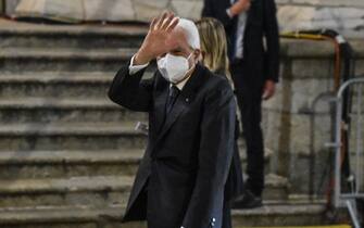 L’arrivo del presidente della Repubblica Sergio Mattarella alla Messa da Requiem in Duomo in ricordo delle vittime del covid-19
