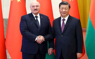 CHINA, BEIJING - MARCH 1, 2023: Belarus' President Alexander Lukashenko (L) shakes hands with China's President Xi Jinping during a meeting at the Great Hall of the People. Pavel Orlovsky/BelTA/TASS/Sipa USA