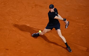 Jannik Sinner of Italy during his men’s quarter final match against Casper Ruud of Norway (not pictured) at the Italian Open tennis tournament in Rome, Italy, 15 May 2025. ANSA/FABIO FRUSTACI