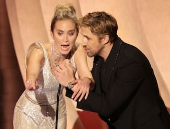 Hollywood, CA - March 10: Emily Blunt and Ryan Gosling during the live telecast of the 96th Annual Academy Awards in Dolby Theatre at Hollywood & Highland Center in Hollywood, CA, Sunday, March 10, 2024. (Myung J. Chun / Los Angeles Times via Getty Images)