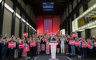 Labour leader Sir Keir Starmer speaks to supporters at a watch party for the results of the 2024 General Election in central London, as the party appears on course for a landslide win. Picture date: Friday July 5, 2024. (Photo by Jeff Moore/PA Images via Getty Images)
