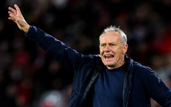 09 November 2023, Baden-Württemberg, Freiburg im Breisgau: Soccer: Europa League, SC Freiburg - TSC Backa Topola, Group stage, Group A, Matchday 4, Europa-Park Stadium. Freiburg coach Christian Streich gesticulates. Photo: Tom Weller/dpa